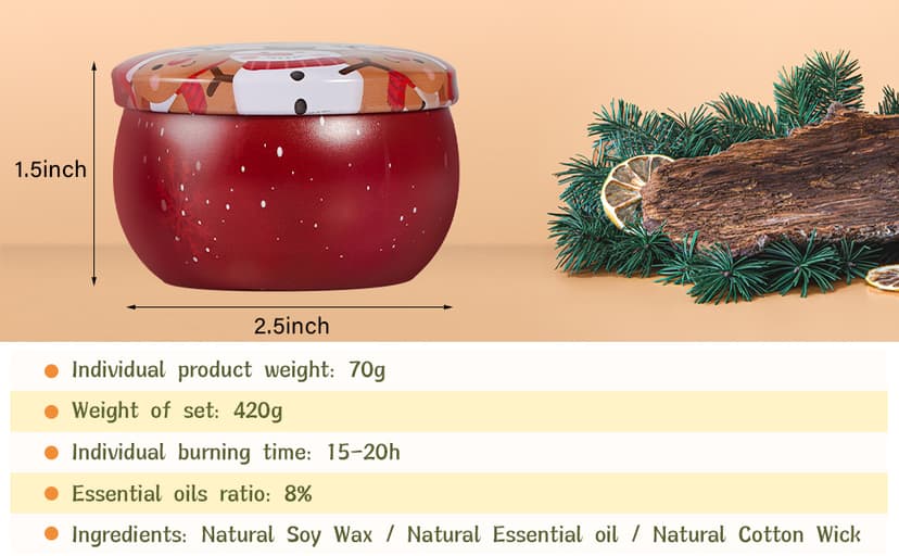 Christmas Scented Candles Gifts Set for Women, 6 Pack 2.5 Oz Candle Set, Natural Soy Wax for Home Scented, Aromatherapy Candles for Birthday, Christmas Gifts for Women B0F9NK17ZT