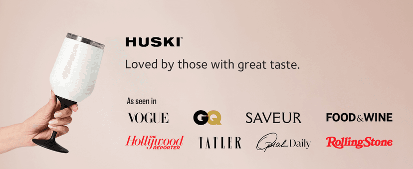 Huski Wine Tumbler 2.0 | NEW | Award-winning Design with Detachable Stem | Premium Stainless Steel Wine Glass with Lid | Triple Insulated Tumbler | 12oz Capacity | Great Gift (Champagne)