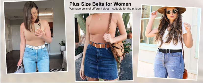 VONMELLI 2 Packs Women Leather Belts for Jeans Fashion Leather Ladies Waist Belt