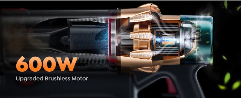 Cordless Vacuum Cleaner, 600W 50KPA 65 Mins Runtime Self-Standing Vacuum Cleaners for Home, Stick Vacuum with Charging Dock Station Removable Battery, Handheld Vacuum for Pet Hair/Carpet/Floor