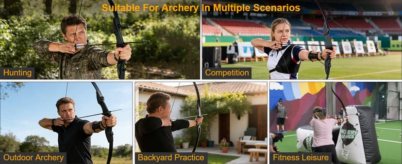 TOPARCHERY Archery 57" Takedown Youth Recurve Bow Hunting Black Long Bow for Beginner Teenagers Right Left Hand Black - Draw Weight 20lbs 30lbs 40lbs