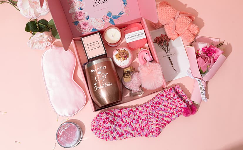 Birthday Gifts for Women,Unique Gifts Basket Ideas for Women Pink Gifts Box for Her Self Care Relaxing Gift Set Birthday Presents Female Friendship Gifts for Best Friend Bestie Girlfriend