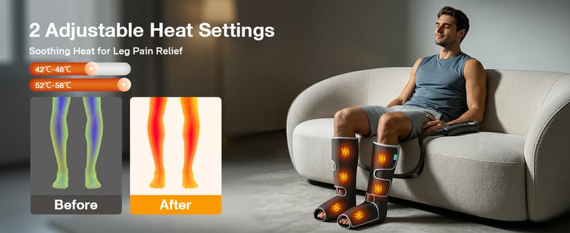 Leg Massager with Heat and Compression Helpful for Vericose Veins, Fatigue, Cramps, Swelling, Edema ALLJOY Leg Massager for Circulation and Pain Relief FSA,Gifts for Men Women B0DH1GWKJ6