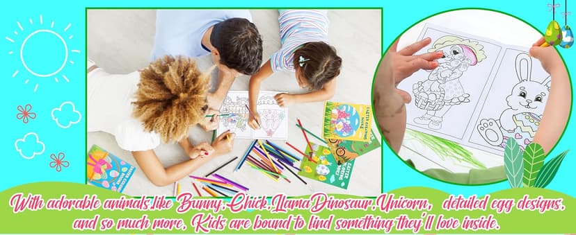 90shine 54PCS Easter Coloring Books for Kids-Egg Basket Stuffer Gifts Party Favors Class Activity Supplies Decorations B08Q36YXL9