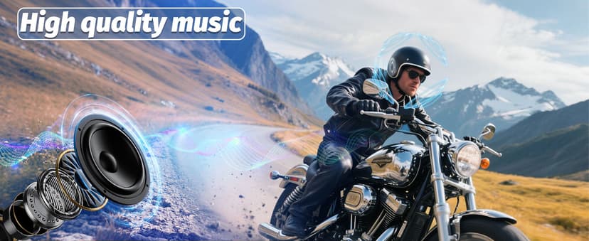 Motorcycle Bluetooth Headset with Charging Case, Helmet Bluetooth Speaker with Microphones & Remote Control, 1900mAh Battery, 50Hours Work Time, True Wireless Headsets for Riding and Skiing