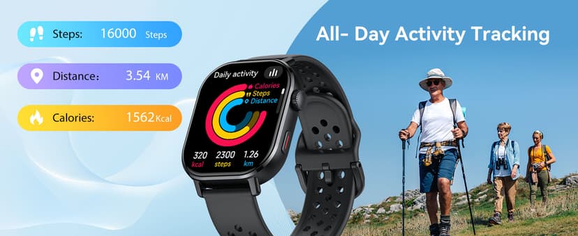 Smart Watch for Men GPS, 2.06"HD Colorful AMOLED, 2026 Multisport Fitness Tracker with Bluetooth Call/Compass/Barometer/Altitude 5ATM Water-Resistance Heart Rate/Sleep Monitor, Outdoor for Android iOS