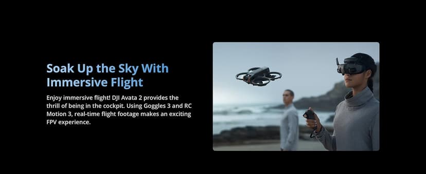 DJI Avata 2 Fly More Combo (3 Batteries), FPV Drones with Camera for Adults 4K, Immersive Experience, One-Push Acrobatics, Built-in Propeller Guard, 155° FOV, Drone Compliant with FAA Remote ID