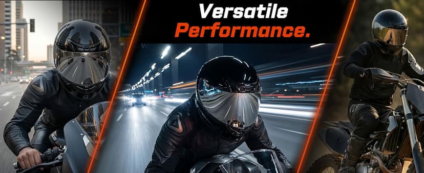 TCMT Full Face Motorcycle Helmet for Adults Men Women, Lightweight Polycarbonate Street Bike Dirt Bike Helmet with Anti-Scratch Mirror Shield and Removable Liner, DOT Approved