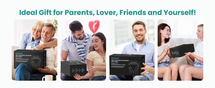 Nekteck Shiatsu Neck Massager for Pain Relief Deep Tissue with Heat, 3D Kneading Massage Pillow Back Shoulder Massagerfor Body Muscle, Plug-in Use for Home Office Car, Gifts for Mom Dad Him Her