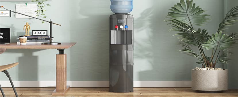 TABU 3-in-1 Countertop Water Dispenser&Ice Maker with 3 Temp Settings, 44LBS/24H, 4LBS Storage, Top-Loading, for 3-5 Gallon Bottles