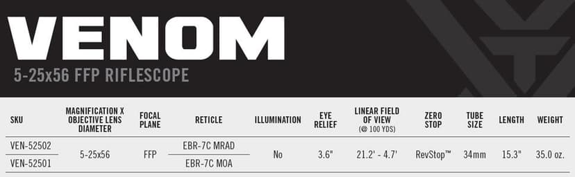 Vortex Optics Venom First Focal Plane Riflescopes