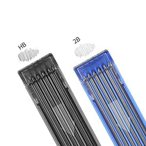 2mm Mechanical Pencil Set, 2 Pieces Artist Carpenter Drafting Pencils 2.0 mm with 2 Tube Lead Refill (HB, 2B), Art Lead Holder Metal Marker for Draft Drawing, Writing, Art Sketching