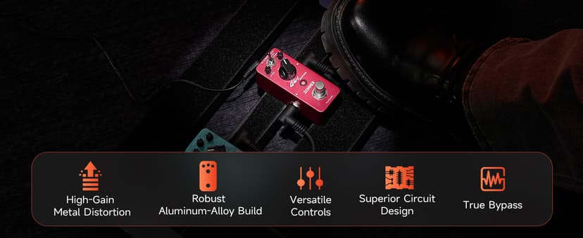 Donner Distortion Guitar Pedal, Morpher Mini Distortion 3 Modes Natural, Tight, Classic Crunch 80s Metal for Electric Guitar True Bypass