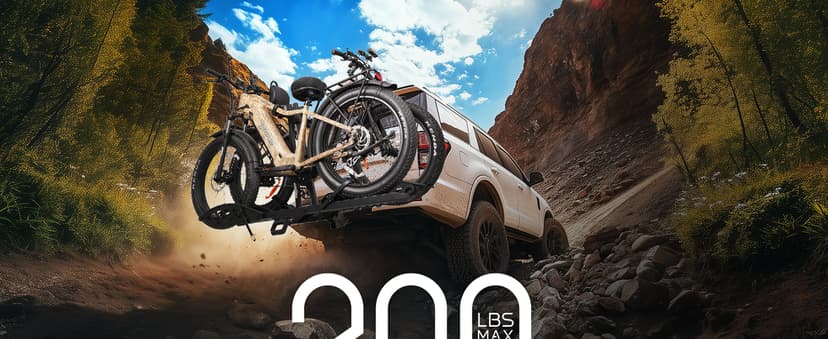 Bike Rack for Car Hitch Mount - Young Electric 2 Ebike Rack Heavy Duty Platform Carrier 200lb Capacity, Smart Tilting & One Hand Folding Bicycle Racks for SUV, Minivan, RV, Fits 5-Inch Fat Tires