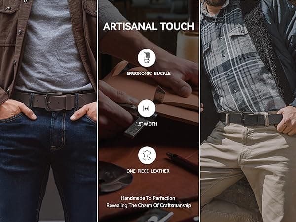CHAOREN Full Grain Leather Belt for Men, Work Belts for Men Heavy Duty, Daily Wear for Jeans Pants
