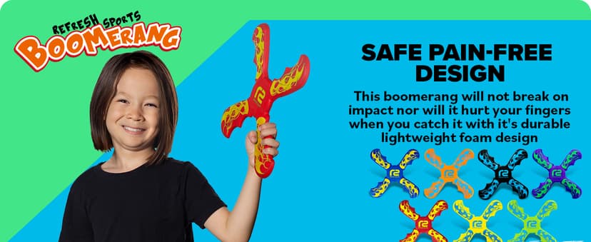 Boomerang for Kids - It Really Does Fly Back - Fun & Easy to Use Gifts for Boys & Girls - Best Toys for Ages 8-13 Gift Idea - Soft Foam Design Stocking Stuffers for Kids 6 7 8 9 10+ Year Old Boy Gifts