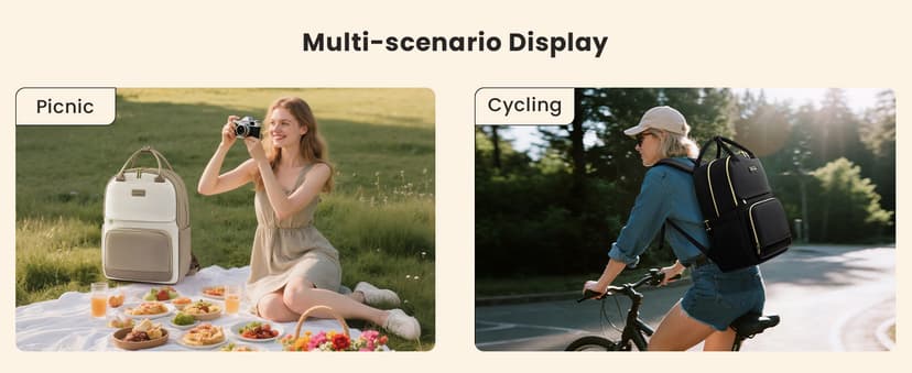 LOVEVOOK Laptop Backpack for Women with Giant Tumbler Holder Pocket, 15.6 inch Travel Work Backpack Purse for Teacher Nurse, Waterproof College Book Bag Cute Casual Daypack, Beige-Black-Brown