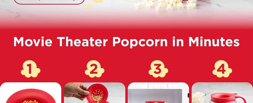 Ecolution Patented Micro-Pop Microwave Popcorn Popper with Temperature Safe Glass, 3-in-1 Lid Measures Kernels and Melts Butter, Made Without BPA, Dishwasher Safe, 3-Quart, Yellow