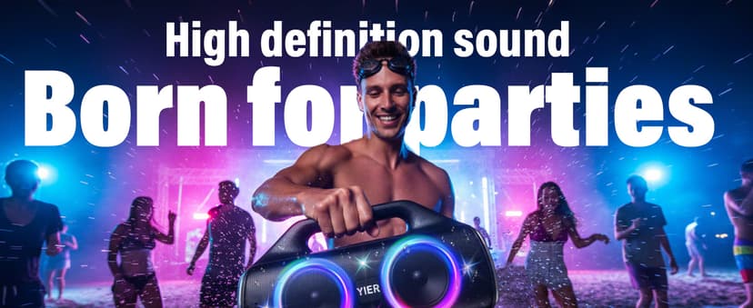 Speakers, 80w (Peak) Portable Wireless Speaker with Lights, Stereo Loud Sound, IP67 Waterproof, Deep Bass Outdoor Speakers Bluetooth 5.3 Dual Pairing for Home Party Beach Camping, Gifts