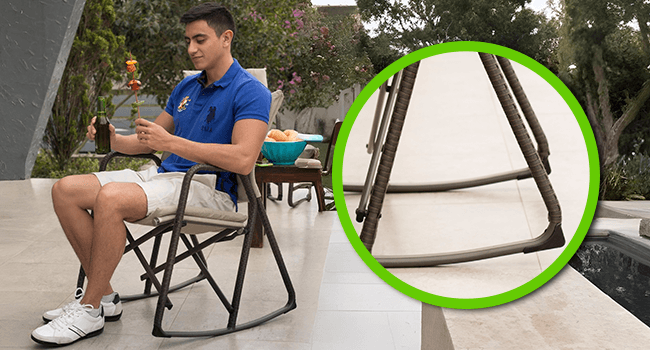 STRONGBACK Folding Patio Chair - Ergonomic Design for Back Pain Relief - 21" Seat Width/300 lb Capacity - Plush Olefin Cushions/Durable Magnesium Alloy Frame - Lightweight/Portable Outside Chairs