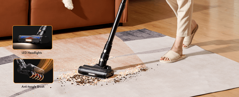 Trucozie Cordless Vacuum Cleaner, 8-in-1 Lightweight Stick Vacuum with 45mins Runtime, Powerful Suction, Vacuum Cleaners for Home, Hardwood Floors, Carpet, Pet Hair, Black