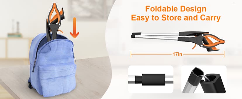 32" Grabber Reacher Tool, 2-Pack Foldable Reacher Grabber Pickup Tool with 360° Rotating Jaw & Magnet, Trash Picker Upper Grabber, Lightweight Grabbers for Seniors Heavy Duty B0CGDM3SCN