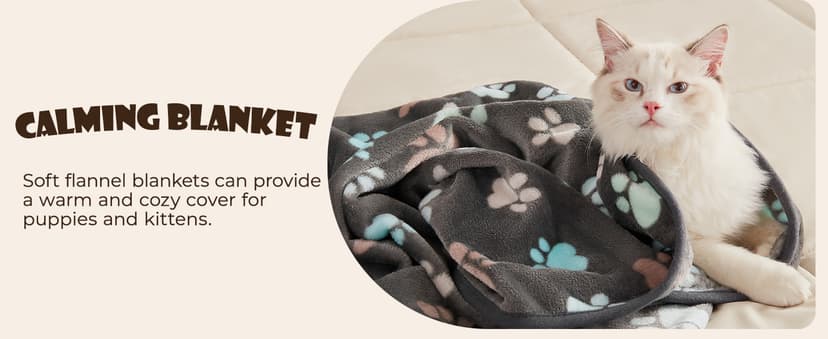 1 Pack 3 Blankets Super Soft Fluffy Premium Fleece Pet Blanket Flannel Throw for Dog Puppy Cat Paw Brown/Pink/White Small(23x16 inch)