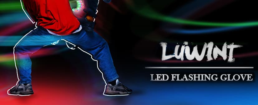 Luwint LED Light Up Rave Gloves for Adults & Teens, Flashing Party Accessories Gift Ideas for Halloween Christmas Dance