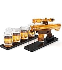 Birthday Gifts for Men Dad, Kollea Gun Whiskey Decanter Sets for Men, Shot Glass, Funny Gift Idea for Him Brother, Liquor Dispenser for Bar, Alcohol, Anniversary, Christmas, Military Present, Cave