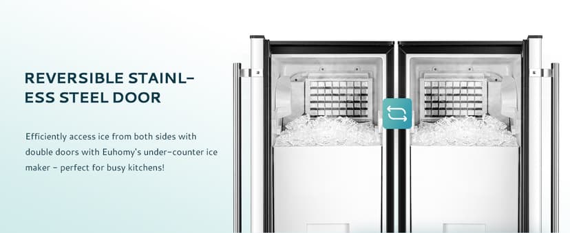 EUHOMY 15" W Commercial Under Counter Ice Maker Machine, 90 Lb/Day Auto-Cleaning & 24H Timer, Gravity Drainage,Stainless Steel Built-in Freestanding Ice Maker, 24 Lb Bin, Ideal for Commercial & Home