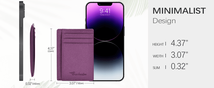 Travelambo Slim Wallet Front Pocket Minimalist Leather RFID Blocking Medium Size