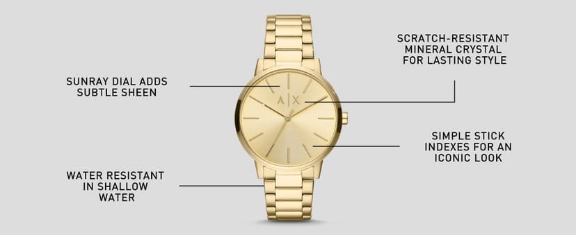 A|X Armani Exchange Men's Watch with Three-Hand Analog Display and Stainless Steel or Leather Band, Watch for Men