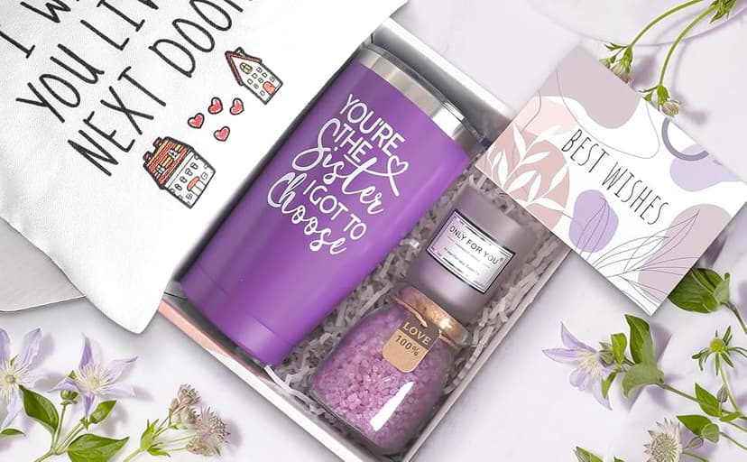 Best Friend Birthday Gifts for Women - Unique Spa Basket Friendship Gifts for Women, Sister, Bestie, BFF (Purple)