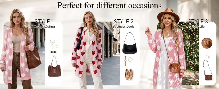Soft Knit Long Sleeve Cardigans, Winter Fall Clothes, Dressy Casual Office Work Teacher Outfits Oversized Long Cardigan Sweaters for Women Cute Heart Fall Coats Outfits B0G574VFVG