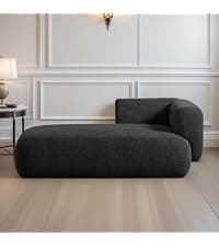 Upholstered Chaise Lounge Chair Indoor with Ottoman Boucle Chaise Lounge Fluffy Reading Chairs for Office Living Room Bedroom Relaxing (Boucle Biege)