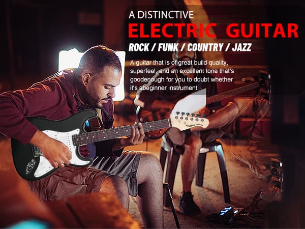 Tostar 39 Inch Full Size Electric Guitar Kit For Beginners And Adults,SSS Pickup Stratocaster Guitarra Electrica Set Includes Tremolo Bridge,Amp,Strings,Stand,Case Bag,Birthday Christmas Holiday Gifts