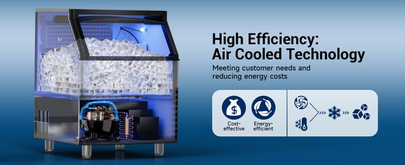 Commercial Ice Maker, 450LBS/24H Ice Machine Commercial with 120 LBS Storage, Ice Ready in 8-15 min, Under Counter Ice Machine, Commercial Ice Machine Maker for Restaurant/Bar/Cafe/Business