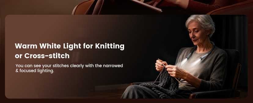 Glocusent Book Light, 3-Color & 6-Brightness Reading Light, Bendable Neck Light, 80-hr Lasting Rechargeable Book Light, Perfect Reading Lights for Books in Bed, Knitting, Repairing, Book Lovers Gifts