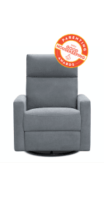 Nurture& The Manual Glider Premium Modern Recliner Nursery Glider Chair with Spill, Stain Proof Fabric | Designed with a Thoughtful Combination of Function and Comfort | Water Repellant (Gray)
