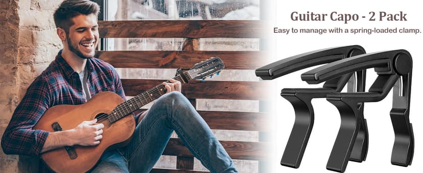 Guitar Capo 2 Pack Black Capo Guitar Clamp for Acoustic Electric Bass Guitar Ukulele