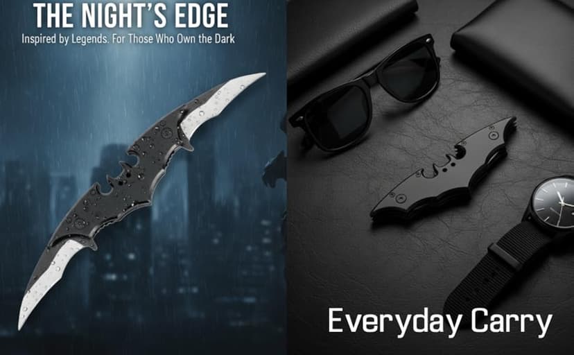 Kii Dark Twin Blade Knife - Double Edge Folding Pocket with clip, 11" Stainless Steel Two Sharp Cut (Black)