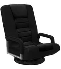 Swivel Floor Gaming Chair w/Armrests, Folding Video Reclining Sofa w/6 Adjustable Position, Padded Backrest & Cushion, Lazy Lounger Couch for E-Sports, Reading, Relaxing, Watching TV, Black