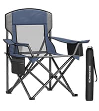 SONGMICS Oversized Lumbar Support Camping Chair, Heavy-Duty Outdoor Folding Chair Comfortable, Padded, Glamping, Cooler Bag, Weight Capacity 450 lb, Ink Black UGCB066B01