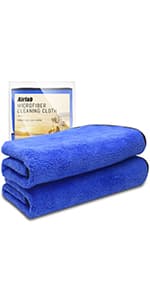 Airlab Microfiber Towels for Cars Wash Drying Thick Plush Cleaning Cloth Auto Detailing Super Absorbent for Interior & Exterior Lint Free, Streak Free, 16" X 16", 800 GSM, Pack of 4