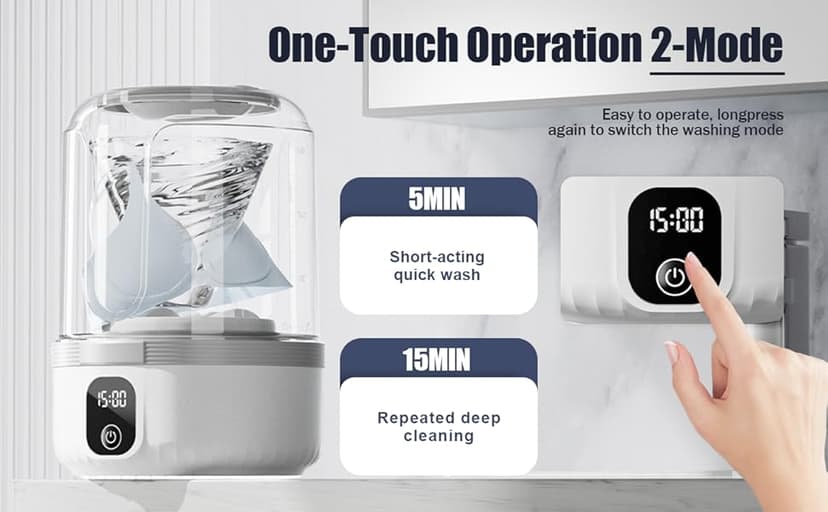 Underwear Washing Machine, Upgrade 1.5L Mini Portable Washing Machine Rechargeable Underwear Washer Deep Cleans Small Clothes for Apartment, Dorm, RV, Travel & Hotel Use