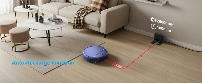 XIEBro Life Robot Vacuum and Mop Combo, Vacuum Robot 2 in 1 with WiFi/App/Voice, Schedule, Water Tank and Dustbin, Self-Charging, Slim, Ideal for Hard Floor, Pet Hair, Carpet