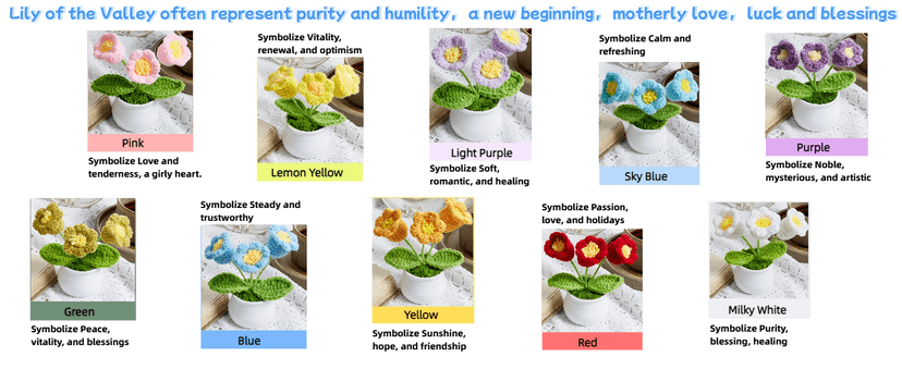 LAIDANLA Crochet Flower Potted, Pink Small Handmade Knitted Flowers Lilly of The Valley for Desk, Christmas Appreciation Birthday Gifts for Women Mom Sister Grandma Coworker Friend Teacher