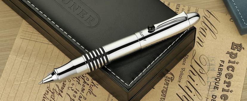 BEILUNER 320 Silver Chrome Rollerball - Stunning Luxury Pen with Chrome Finish, EDC, Heavy, Schmidt Black Ink Refill, Best Gift Set for Men & Women, Professional, Executive Office, Nice Classic Pens