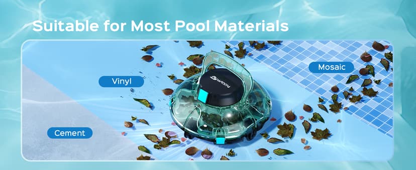 (2026 Upgrade) Cordless Robotic Pool Cleaner, Lasts 80 Min, Automatic Vacuum for Above-Ground Pools up to 650 Sq.ft, Portable, Self-Parking, Transparent Green