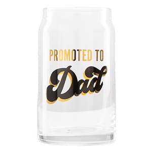 Pearhead Promoted to Dad Beer Glass for Dads to Be, Father's Day, Grandpa Gift, New Dads or Father’s Day, Fatherhood Pint Glass, Bar Accessory, Novelty Dad Accessory, 16oz